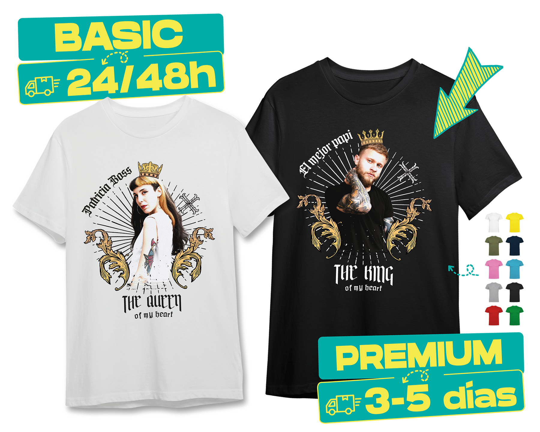 Camisetas personalizadas en manga corta hombre y mujer con diseño personalizado