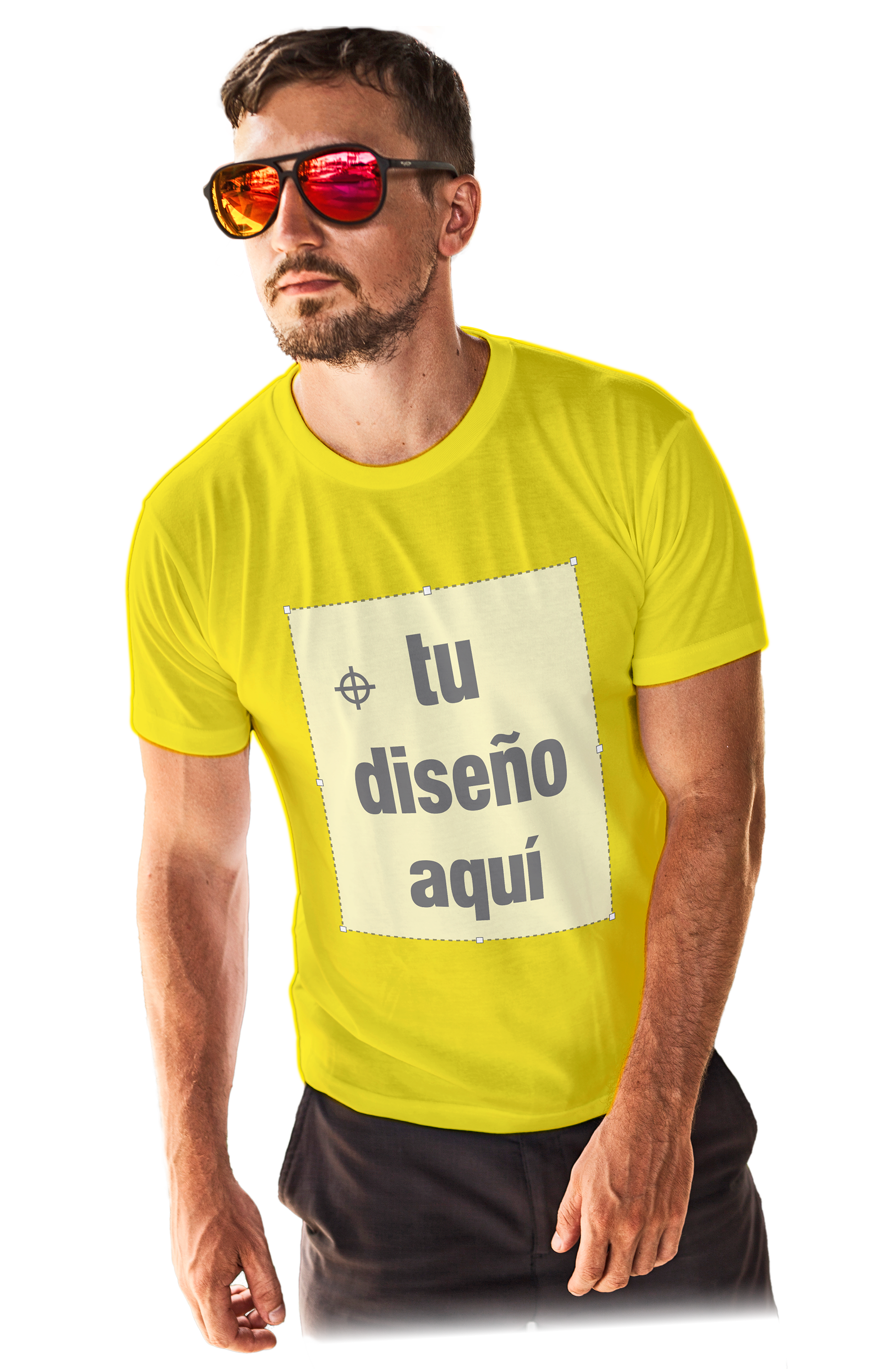 Hombre con camiseta de manga corta a color con diseño personalizado 1con6Design